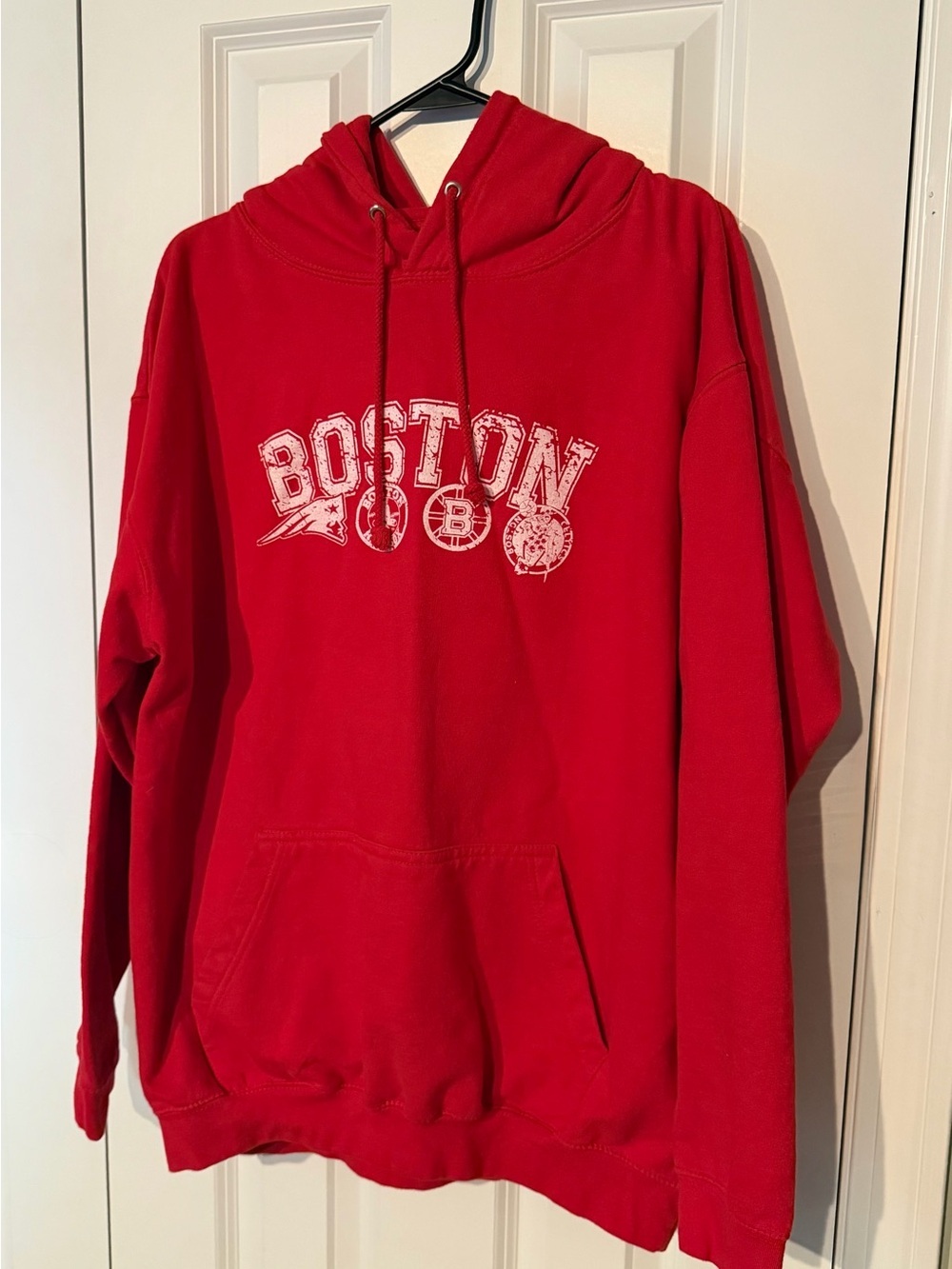 Men's Red 'Boston' Crewneck Hoodie Sweatshirt